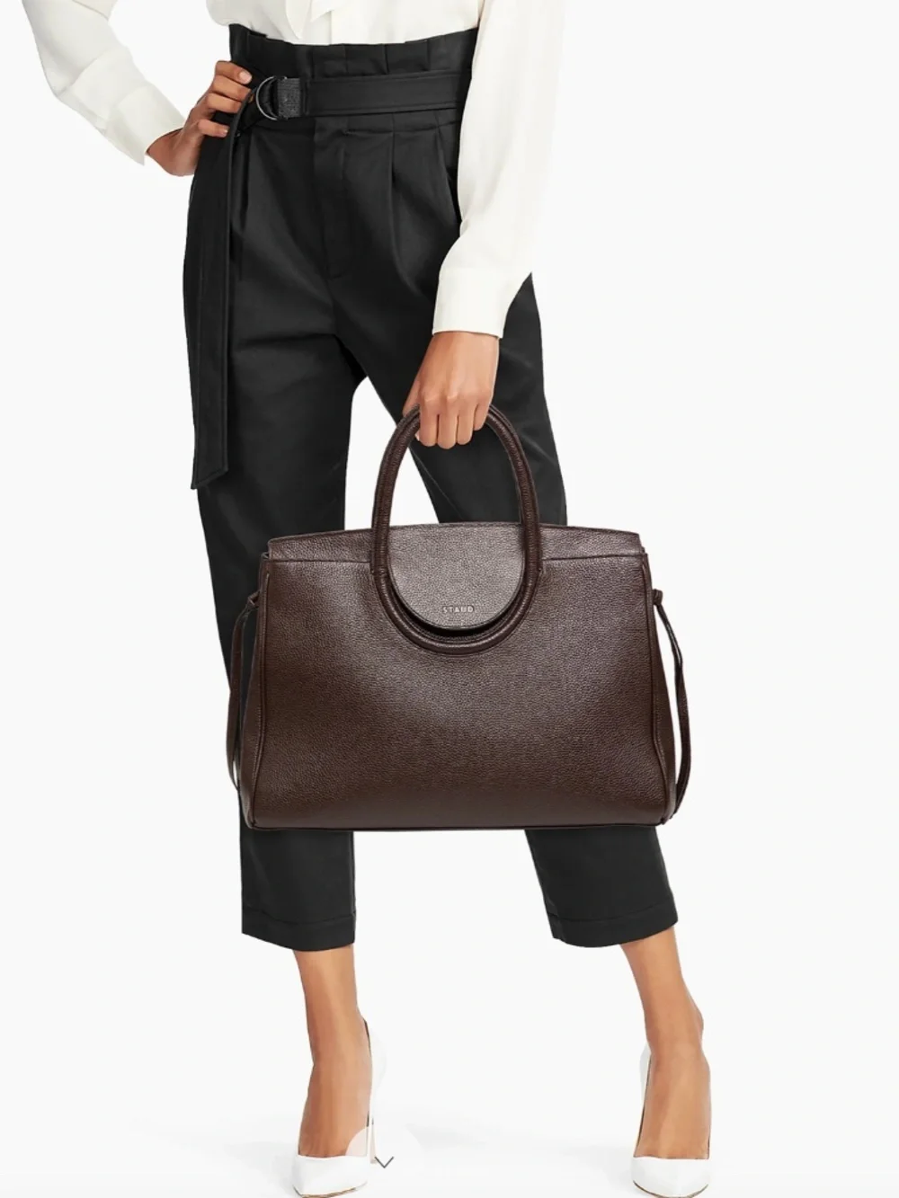 Staud Maude Leather Carryall Tote Bag (Espresso Color) - Picture 3 of 4